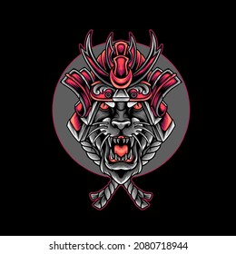 Black Panther Samurai Japan Illustration for your business or merchandise