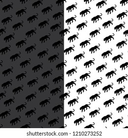 Black panther Seamless pattern. Exotic fashion trend and textile design. Repeated vector illustration.