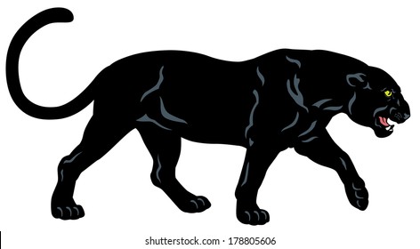 black panther, side view image isolated on white background 