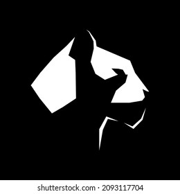 Black panther side view portrait white symbol on black backdrop. Design element