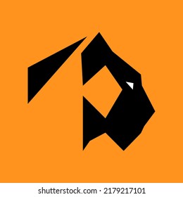 Black panther side view portrait symbol on orange backdrop. Design element