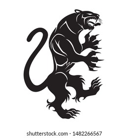 Black panther sign on a white background.