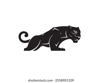 Black panther silhouette isolated on white background. Panther silhouette vector. Black silhouette of panther. Vector illustration.