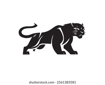 Black panther silhouette isolated on white background. Panther silhouette vector. Black silhouette of panther. Vector illustration.