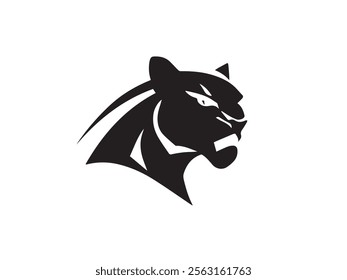 Black panther silhouette isolated on white background. Panther silhouette vector. Black silhouette of panther. Vector illustration.