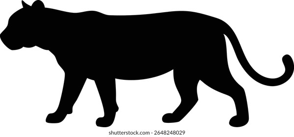 Black panther silhouette walking profile depicting wildlife icon vector illustration