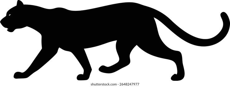 Black panther silhouette walking vector illustration isolated on white background for design