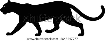 Black panther silhouette walking vector illustration isolated on white background for design
