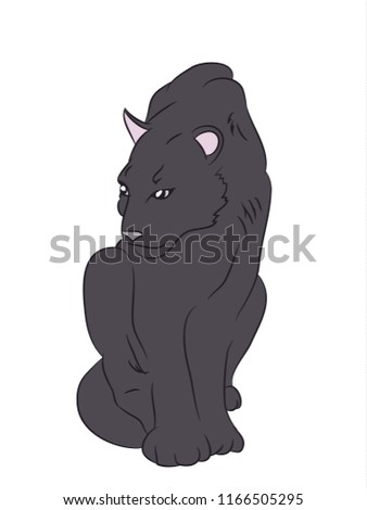 black panther sits, vector, white background, vector