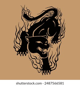 black panther smoke illustration vector