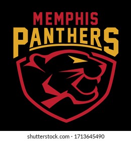 Black panther, sport club emblem, animal character