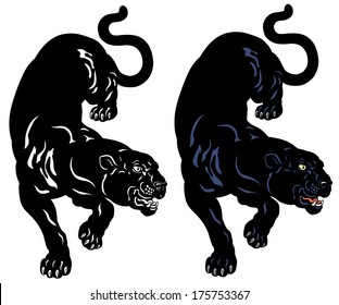 Black Panther Tattoo Illustration Isolated On White Background