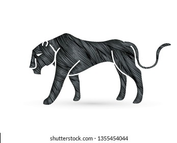Black Panther tiger graphic vector.