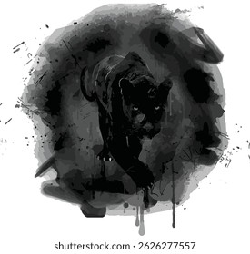 Black Panther Tiger Vector Watercolor