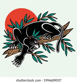 black panther is up in the tree vector