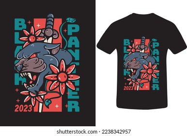 Black panther typography modern t-shirt design.