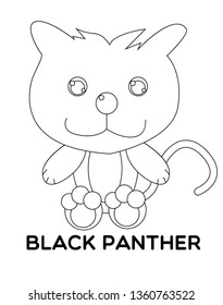 black panther, vector animal cartoon, coloring book or page