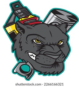 black panther vector mascot logo for bikers