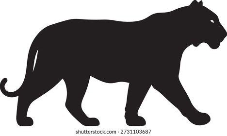 Black panther vector silhouette of a prowling wild cat, predatory panthera stalking in profile, minimalist leopard or jaguar mascot icon