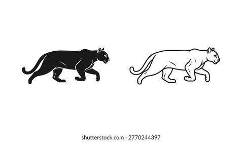 Black Panther vs Cougar: Big Cat Comparison Guide Vector