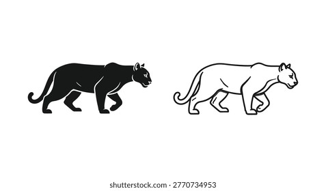 Black Panther vs Cougar - Big Cat Comparison Guide Vector