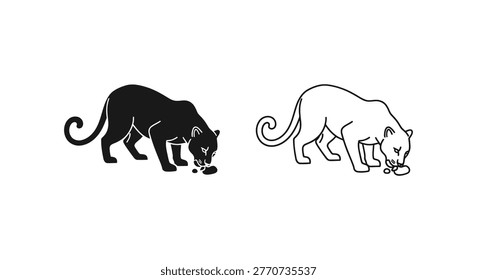 Black Panther vs Cougar: Big Cat Comparison Vector