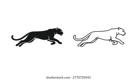 Black Panther vs Leopard: Big Cat Comparison Vector