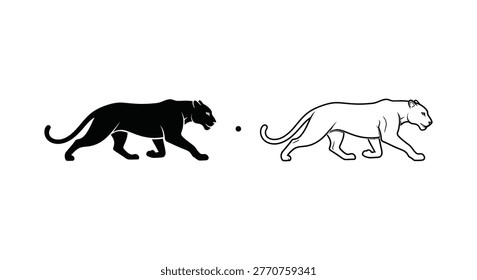 Black Panther vs Leopard: Wild Cat Comparison Vector