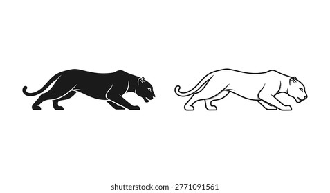 Black Panther vs Leopard: Wild Cats Comparison Vector