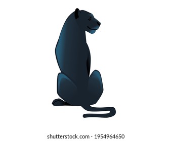 Black panther wild big cat african jungle hunter cartoon animal design vector illustration on white background