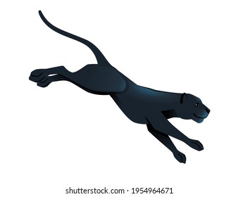 Black panther wild big cat african jungle hunter cartoon animal design vector illustration on white background