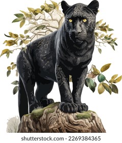 Black panther with yellow eyes vector desing