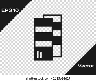 Black Pantone Palette Book Swatch Paint Icon Isolated On Transparent Background. Rainbow Pantone Paint Table.  Vector