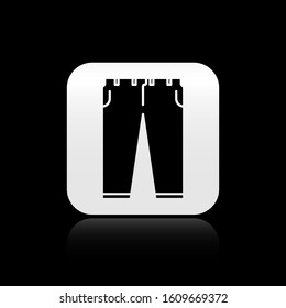 Black Pants icon isolated on black background. Silver square button. Vector Illustration