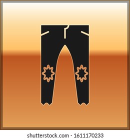 Black Pants icon isolated on gold background.  Vector Illustration