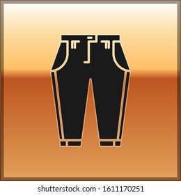 Black Pants icon isolated on gold background.  Vector Illustration