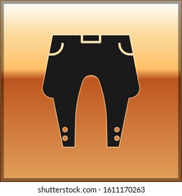 Black Pants icon isolated on gold background.  Vector Illustration