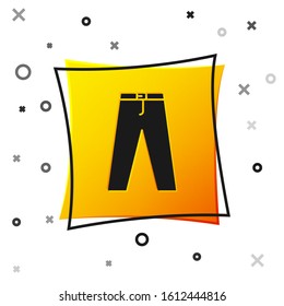 Black Pants icon isolated on white background. Yellow square button. Vector Illustration