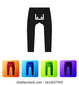 Black Pants icon isolated on white background. Set icons in color square buttons. Vector Illustration