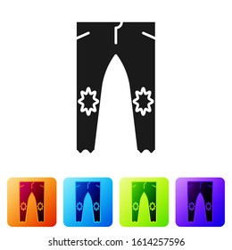 Black Pants icon isolated on white background. Set icons in color square buttons. Vector Illustration