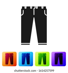 Black Pants icon isolated on white background. Set icons in color square buttons. Vector Illustration