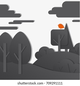black paper abstract landscape background