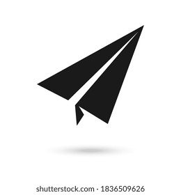 Das schwarze Papierflugzeugsymbol, flach konzipiert.