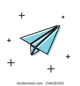 Black Paper airplane icon isolated on white background.  Vector Illustration