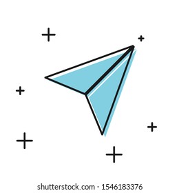 Black Paper airplane icon isolated on white background.  Vector Illustration