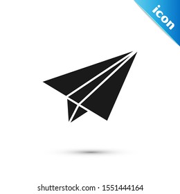 Black Paper airplane icon isolated on white background.  Vector Illustration