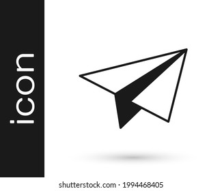 Black Paper airplane icon isolated on white background.  Vector
