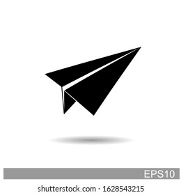 black paper airplane icon on a white background.vector illustration
