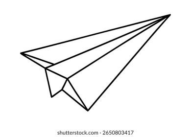 Papel preto avião esboço voando para frente origami