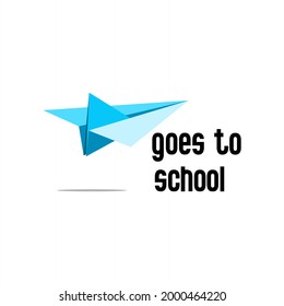 black paper airplane vector design and writing goes to school, back to school